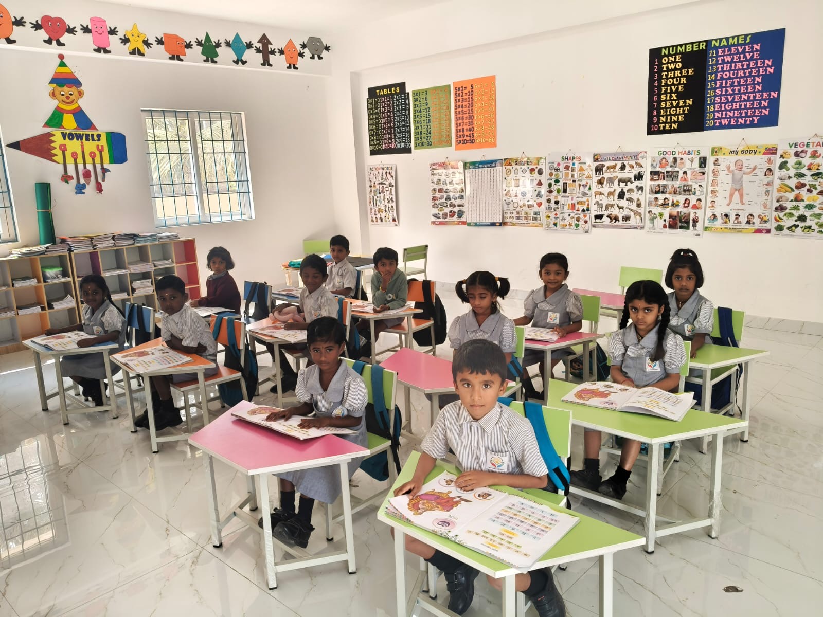 Principal with students